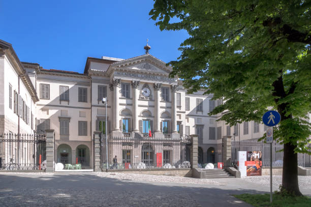 Front view of the Accademia Carrara The Accademia Carrara is an art gallery and an academy of fine arts in Bergamo, Italy. Bergamo, ITALY - May 6, 2019. botticelli stock pictures, royalty-free photos & images