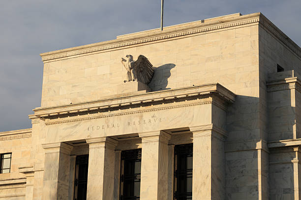 A front view of the Federal Reserve Bank stock photo