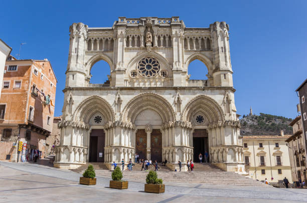 Frontal view of the cathedral of Cuenca, Spain stock photo