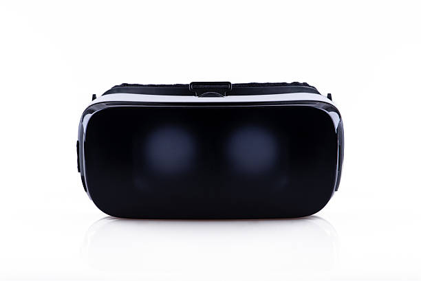 frontalansicht des virtual reality vr headsets - vr brille stock-fotos und bilder