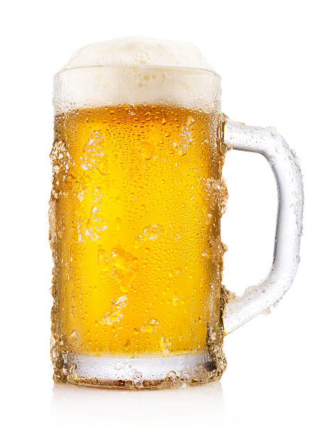 Frosty mug of beer Frosty mug of beer isolated on white background beer glass stock pictures, royalty-free photos & images