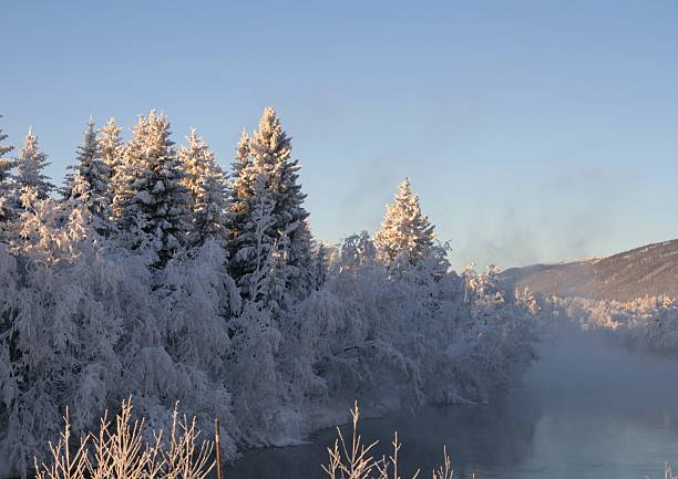 Frosty river stock photo
