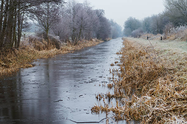 Frozen English Canal stock photo