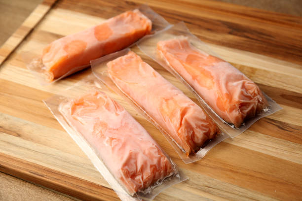 Frozen Salmon stock photo