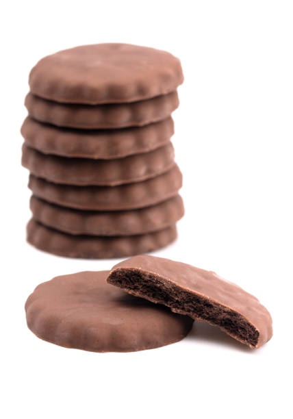 fudge covered chocolate cookies with mint flavor - fino imagens e fotografias de stock