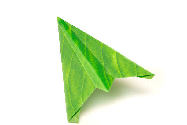 Green leaf eco-friendly paper aeroplane