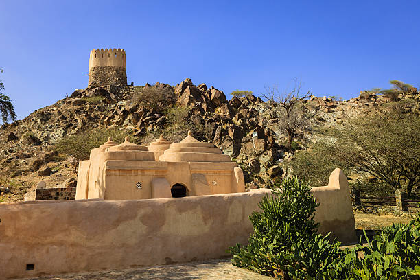 Fujairah, United Arab Emirates: The Al Badiyah Mosque On The Coastal Road To Khor Fakkan. Completed in 1446 AD, It Is The Oldest Mosque In The Country stock photo