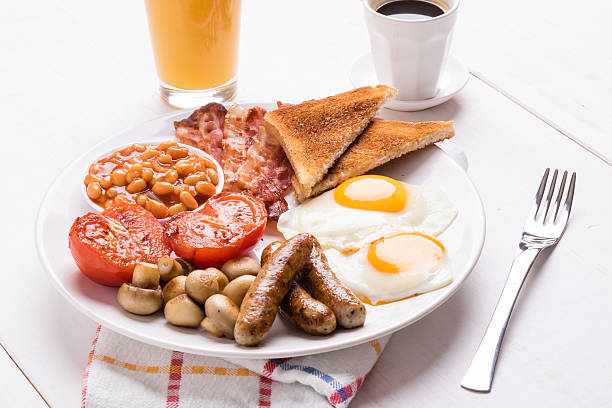 full english breakfast stock photo