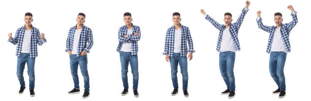 Full length portraits of young man stock photo