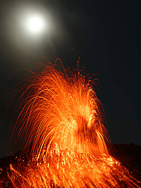 Full moon eruption stock photo