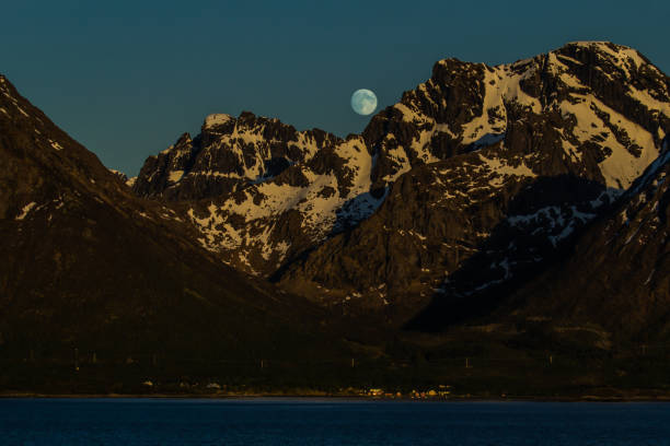 Full moon over the fjord, #6 stock photo