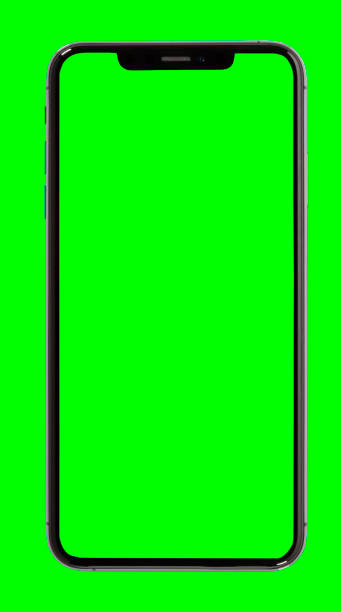 Full screen mobile phone New shape of mobile phone smart phone green background stock pictures, royalty-free photos & images