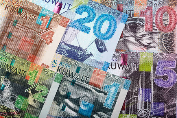 Full set of Kuwaiti money, a background stock photo
