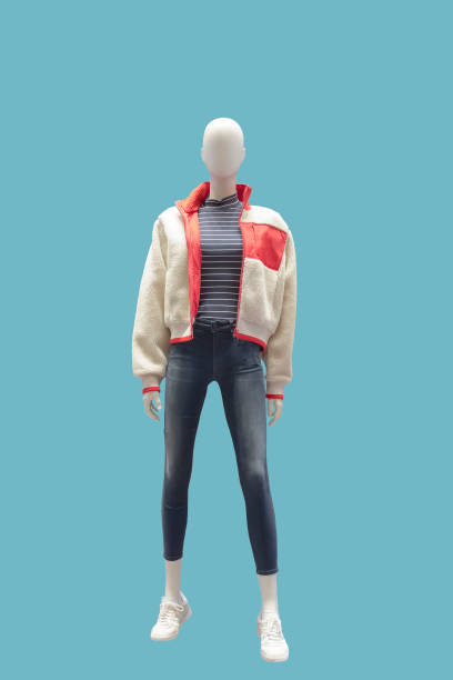 Full-length female mannequin. Full-length female mannequin dressed in fashionable clothes, isolated. No brand names or copyright objects. mannequin stock pictures, royalty-free photos & images