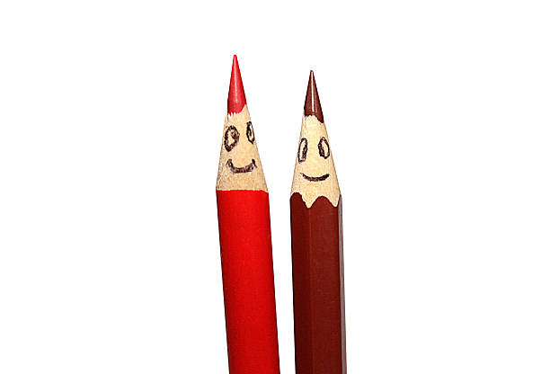 Funny colored pencils stock photo