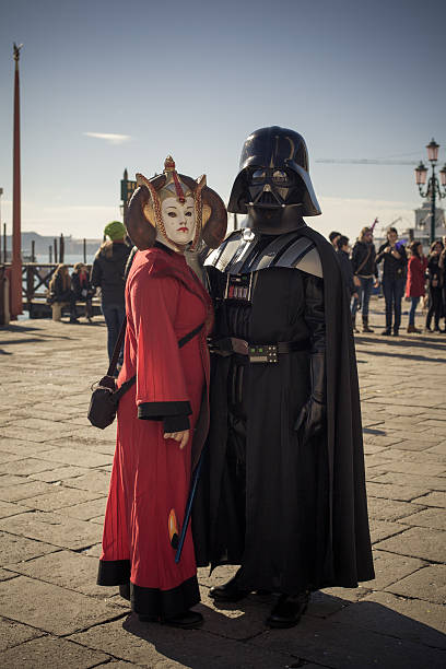 Funny Couple Masked at Venice Carnival 2013 stock photo
