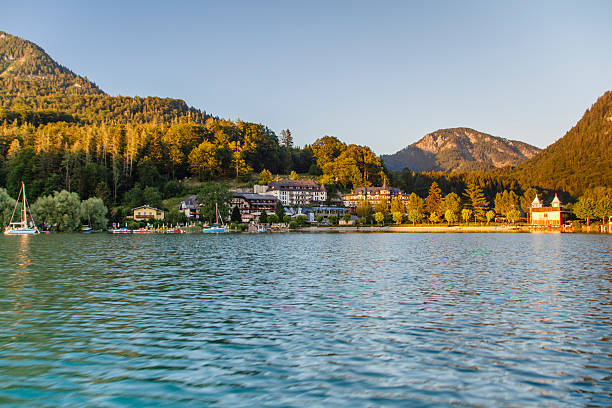 Fuschlsee in the Salzkammergut, Austria, 2015 The Fuschlsee during summer season with it's beautiful surrounding landscape fuschl lake stock pictures, royalty-free photos & images