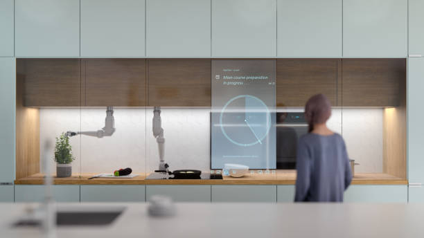 futuristiskt automatiserat kök - smart home bildbanksfoton och bilder