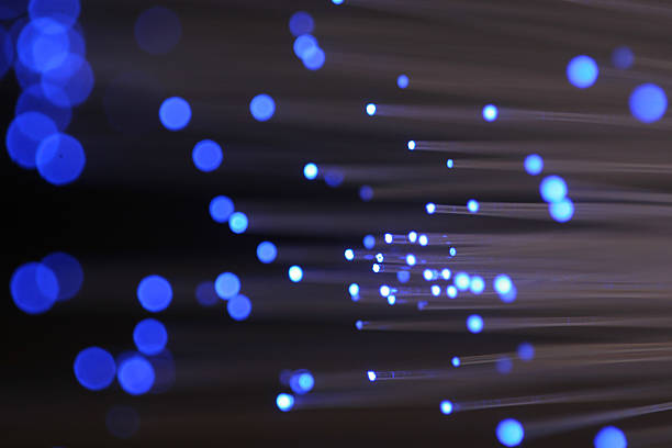 A futuristic blurred blue lights background stock photo