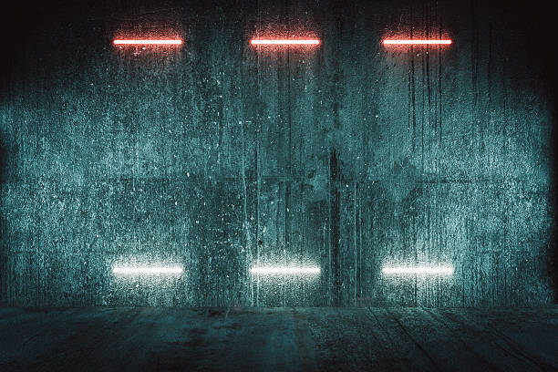 Futuristic illuminated red wall, background Futuristic illuminated red wall, background. bomb shelter stock pictures, royalty-free photos & images