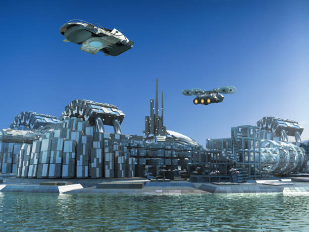 未来的なマリーナシティ - 未来都市 ストックフォトと画像