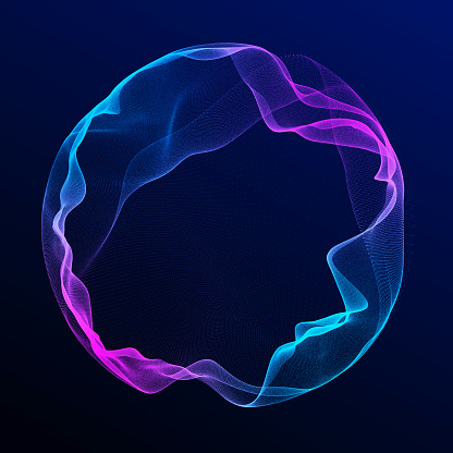 Futuristic blue sphere of lines. Network connection big data. Abstract technology background. 3d rendering.