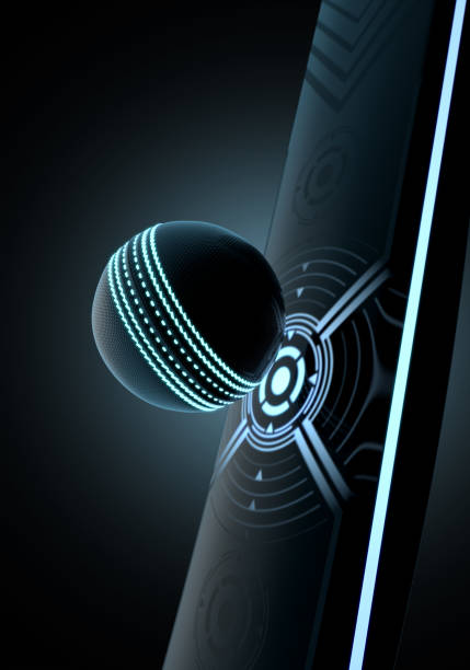 A futuristic sports concept of a futurist cricket bat and ball...