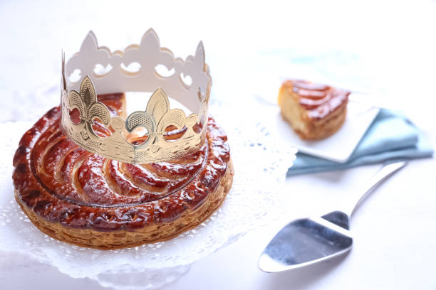 Galette des rois, french kingcake with a golden crown