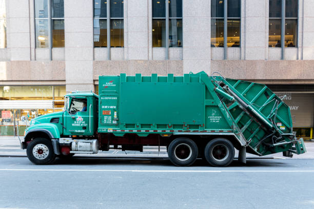 Garbage Truck in the streets of Manhattan, NYC stock photo