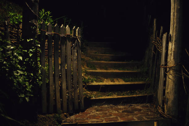 Garden Entrance During Night stock photo