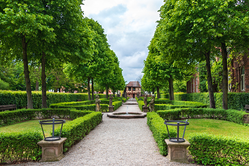 Nurenberg, Germany - May 11, 2019. Garden of the Hesperides (Hesperidengärten) on a spring afternoon. Nuremberg, Germany, Bavaria