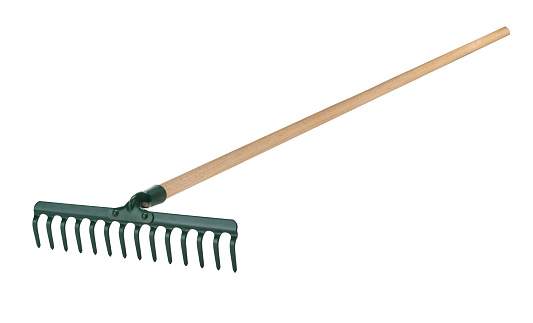 Garden Rake With Wooden Handle Isolated On White Background Stock Photo ...