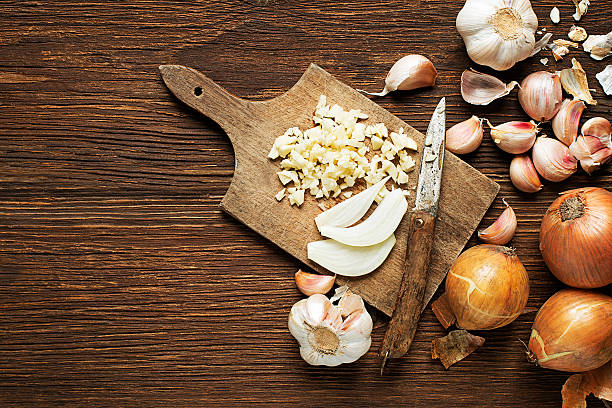 Garlic and onions stock photo