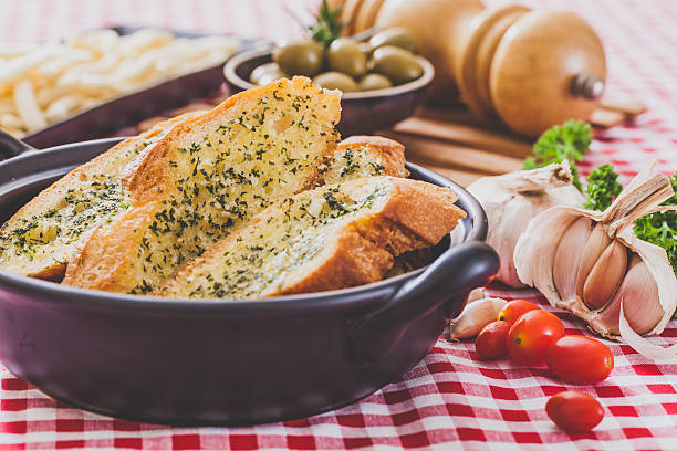 Garlic  bread Homemade garlic  bread and herb garlic bread stock pictures, royalty-free photos & images
