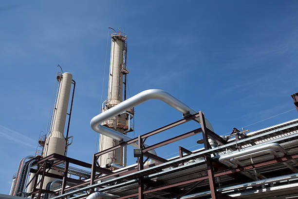 Gas Compressor Plant Piping stock photo