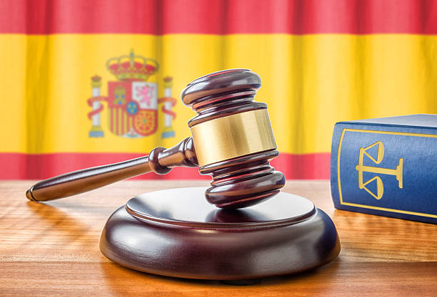 Gavel and a law book - Spain stock photo