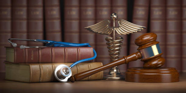 Gavel, stethoscope and caduceus sign on books background. Mediicine laws and legal, medical jurisprudence. Gavel, stethoscope and caduceus sign on books background. Mediicine laws and legal, medical jurisprudence. 3d illustration Caduceus stock pictures, royalty-free photos & images