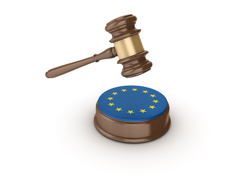 3D  Euro and european union sign isolated on white with clipping path
