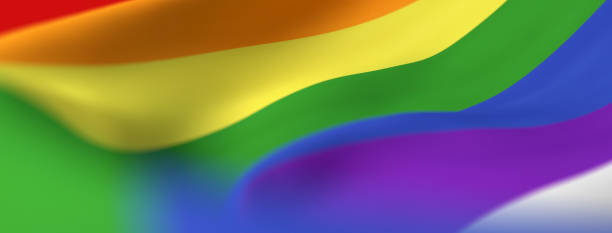 primo piano bandiera gay pride - forced perspective foto e immagini stock