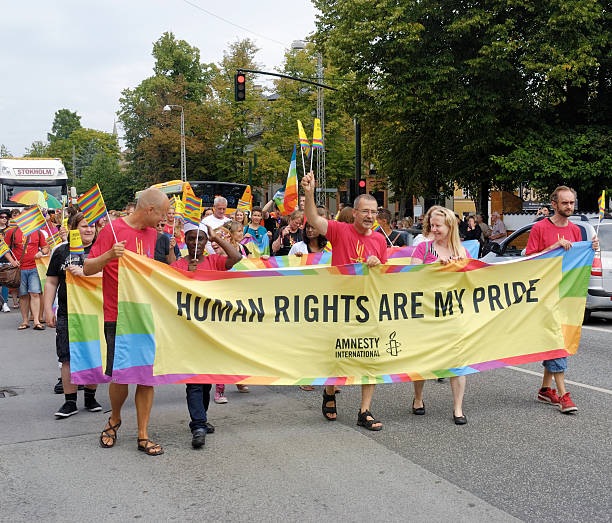 Gay pride parade in Copenhagen stock photo