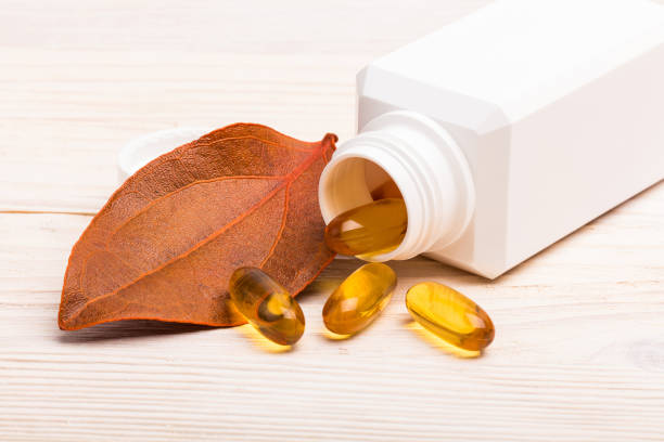 Gel medicine with orange leaf stock photo