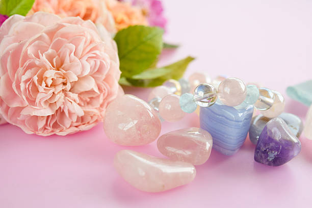 gemstones and roses stock photo