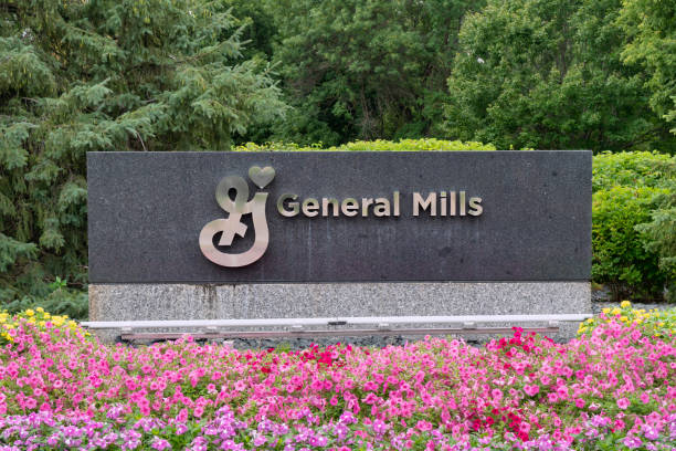 General Mills Corporate Headquarters Entrance and Trademark Logo. stock photo