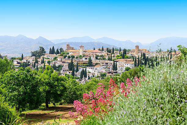 General view old city of Granada, Spain stock photo