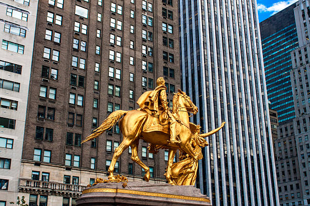 general william tecumseh sherman monument in new york - horse tack bildbanksfoton och bilder