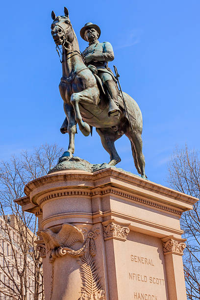 general winfield scott hancock statue civil war memorial washington dc - horse tack bildbanksfoton och bilder