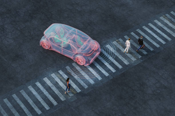 coche conceptual autónomo genérico - tecnología autónoma fotografías e imágenes de stock