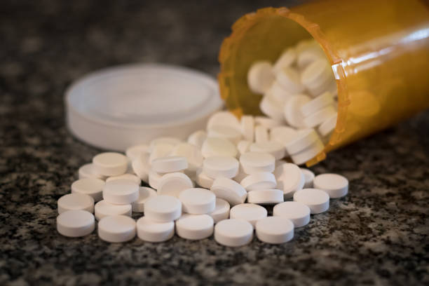 Generic Medication Spills From A Bottle stock photo