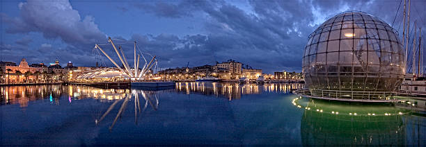 Genoa, Italy, night view stock photo