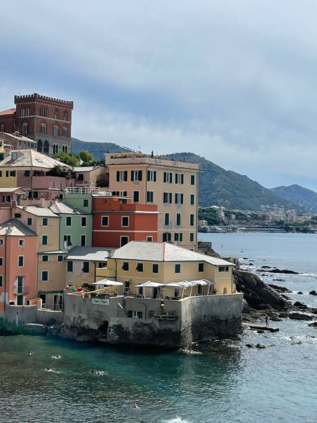 Genova Italy boccadasse village over the sea stock photo